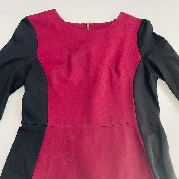 Talbots Dress Sheath Bodycon Colorblack Maroon Black 3/4 Sleeve Wedding Classic - Picture 4 of 8